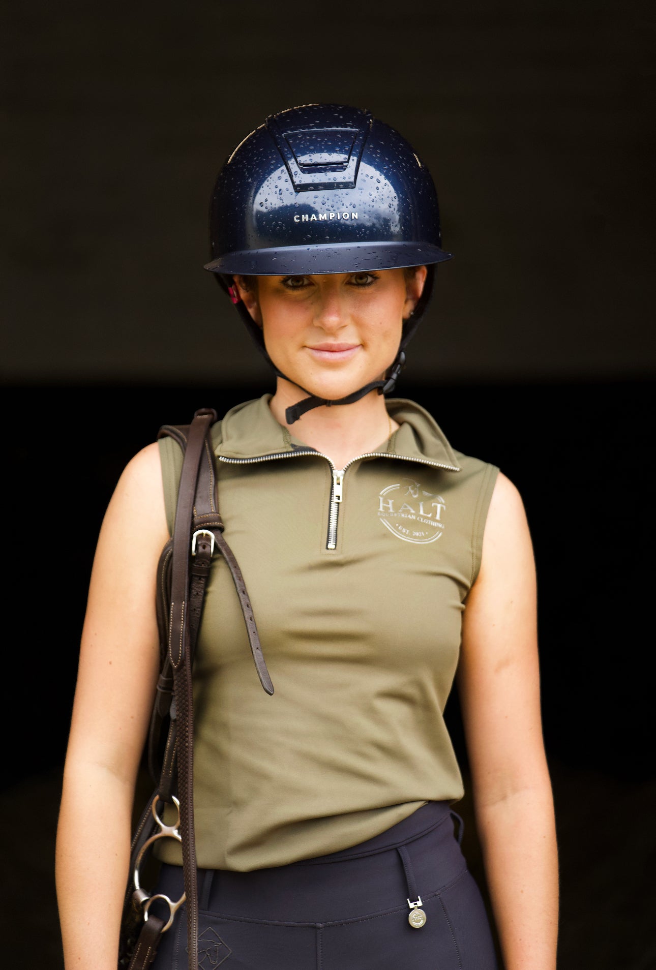 Sleeveless Army Green Riding Top