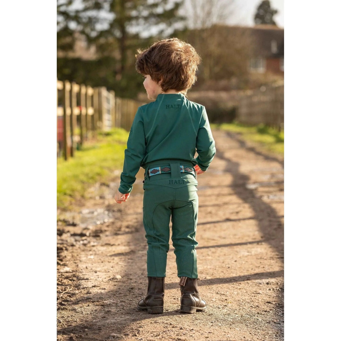 Children's Emerald Green Riding Tights - Halt Equestrian