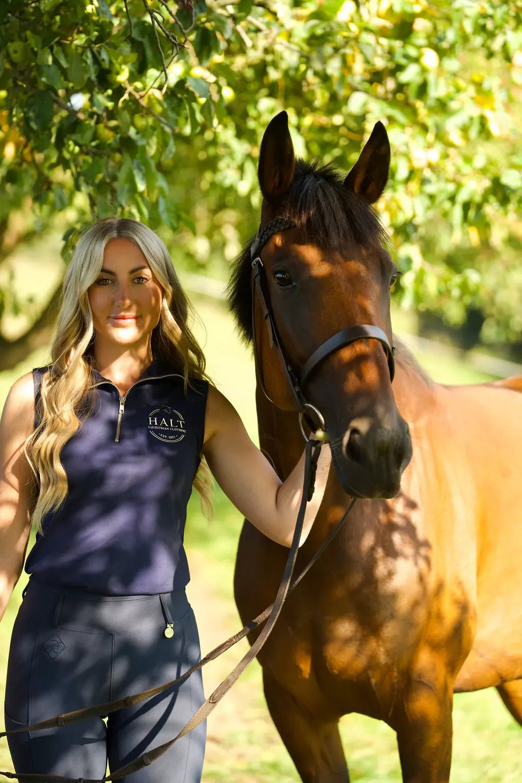 Sleeveless Navy Riding Top - Halt Equestrian