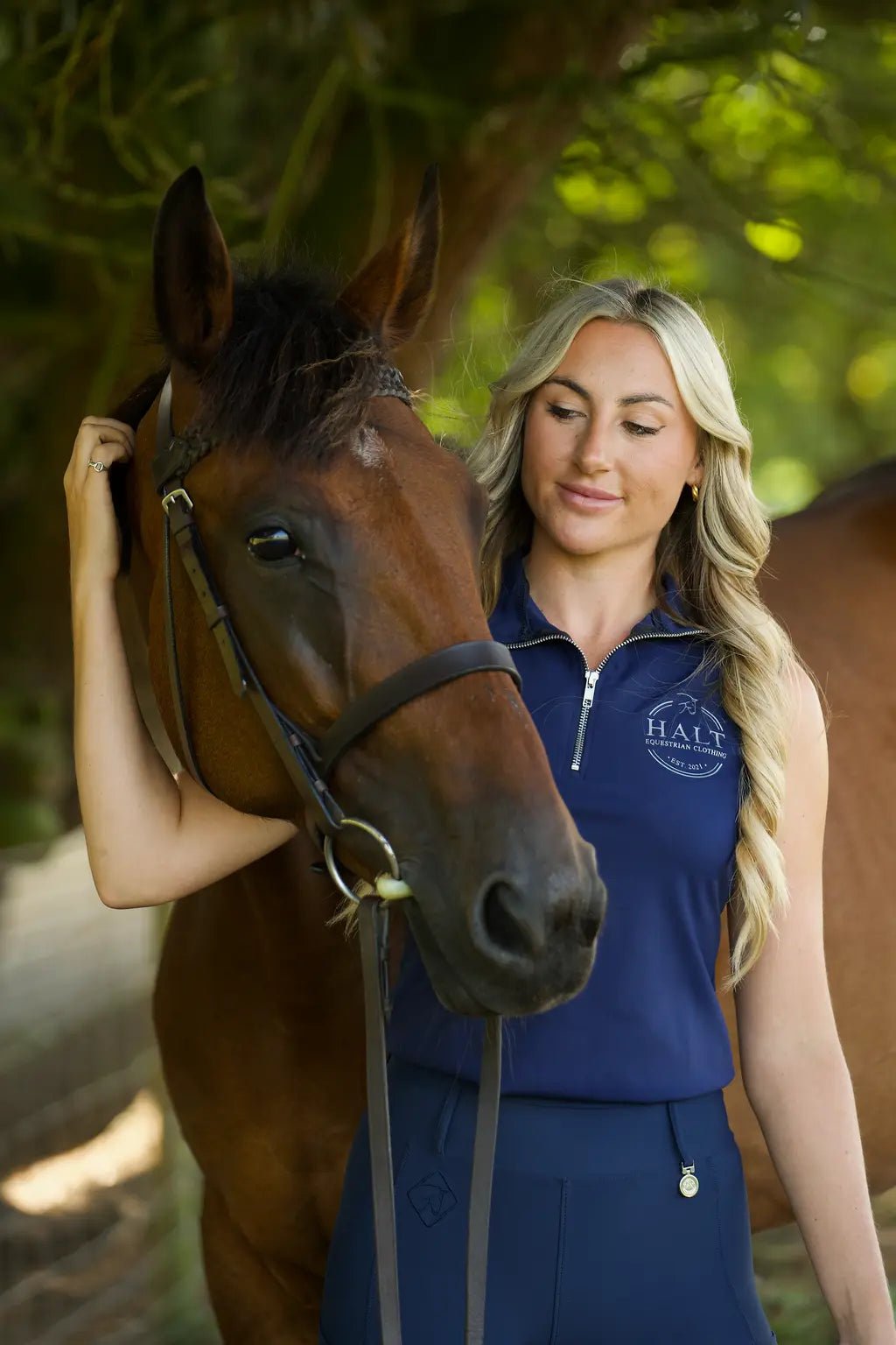 Sleeveless Navy Riding Top - Halt Equestrian