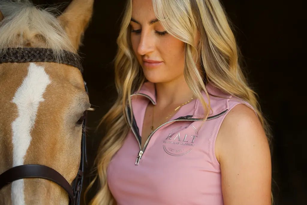 Sleeveless pink Riding Top - Halt Equestrian