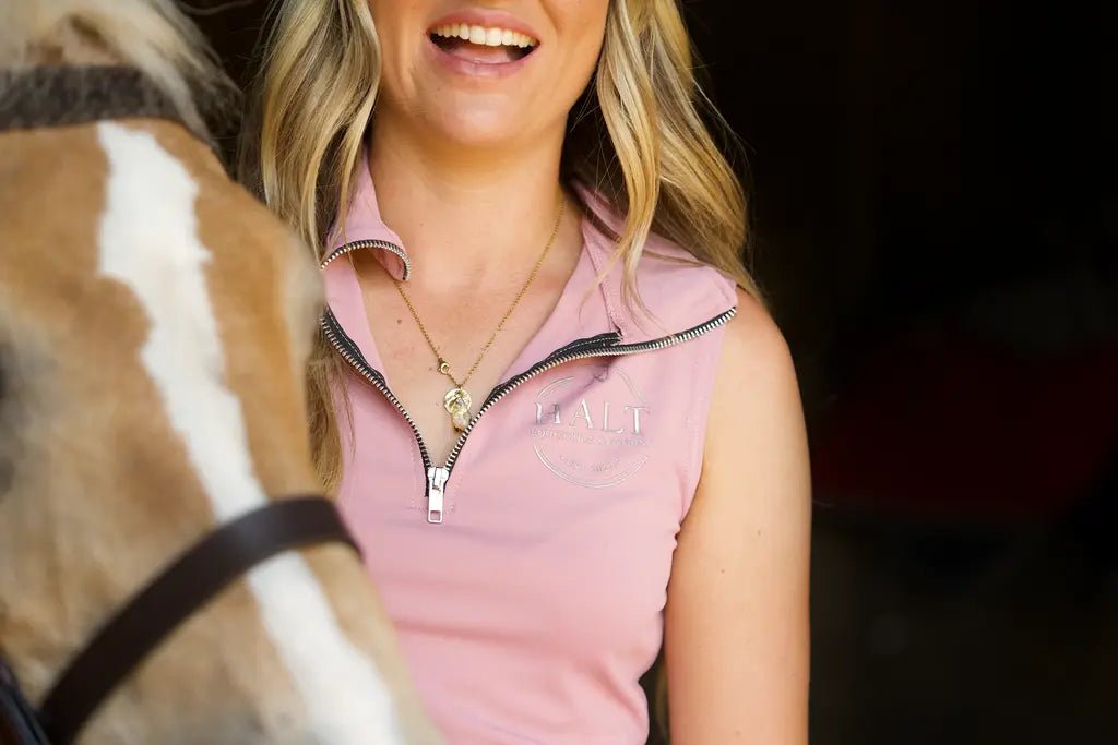 Sleeveless pink Riding Top - Halt Equestrian