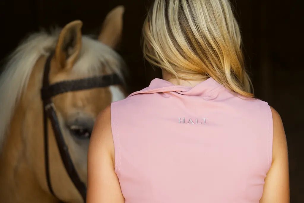 Sleeveless pink Riding Top - Halt Equestrian