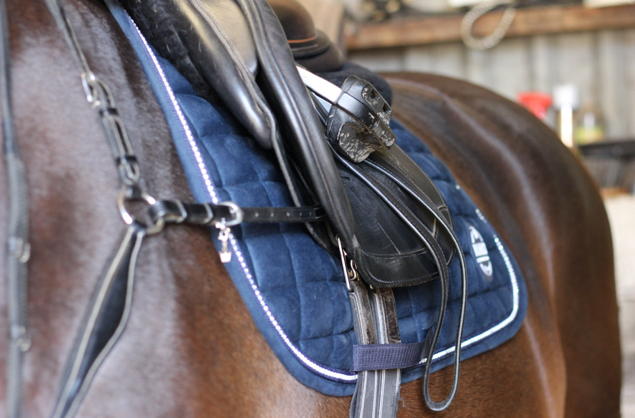 Deluxe Navy saddle pad with diamond Trim
