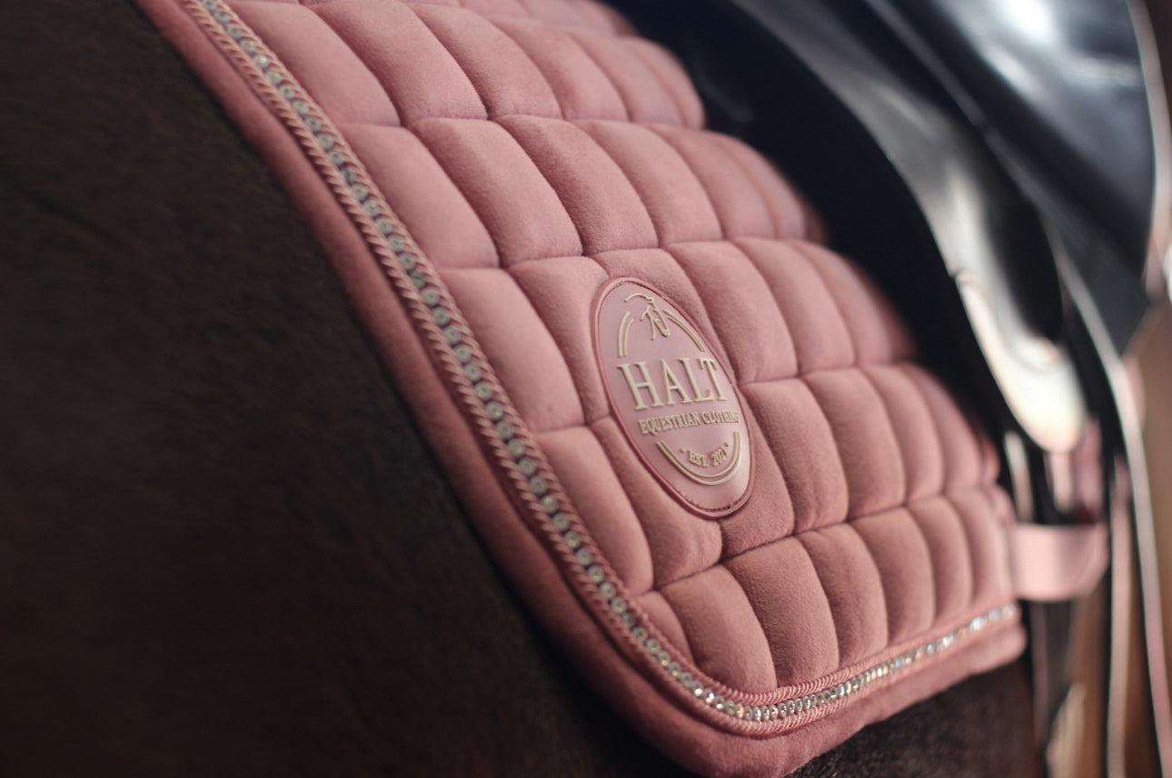Deluxe Pink saddle pad with diamond Trim