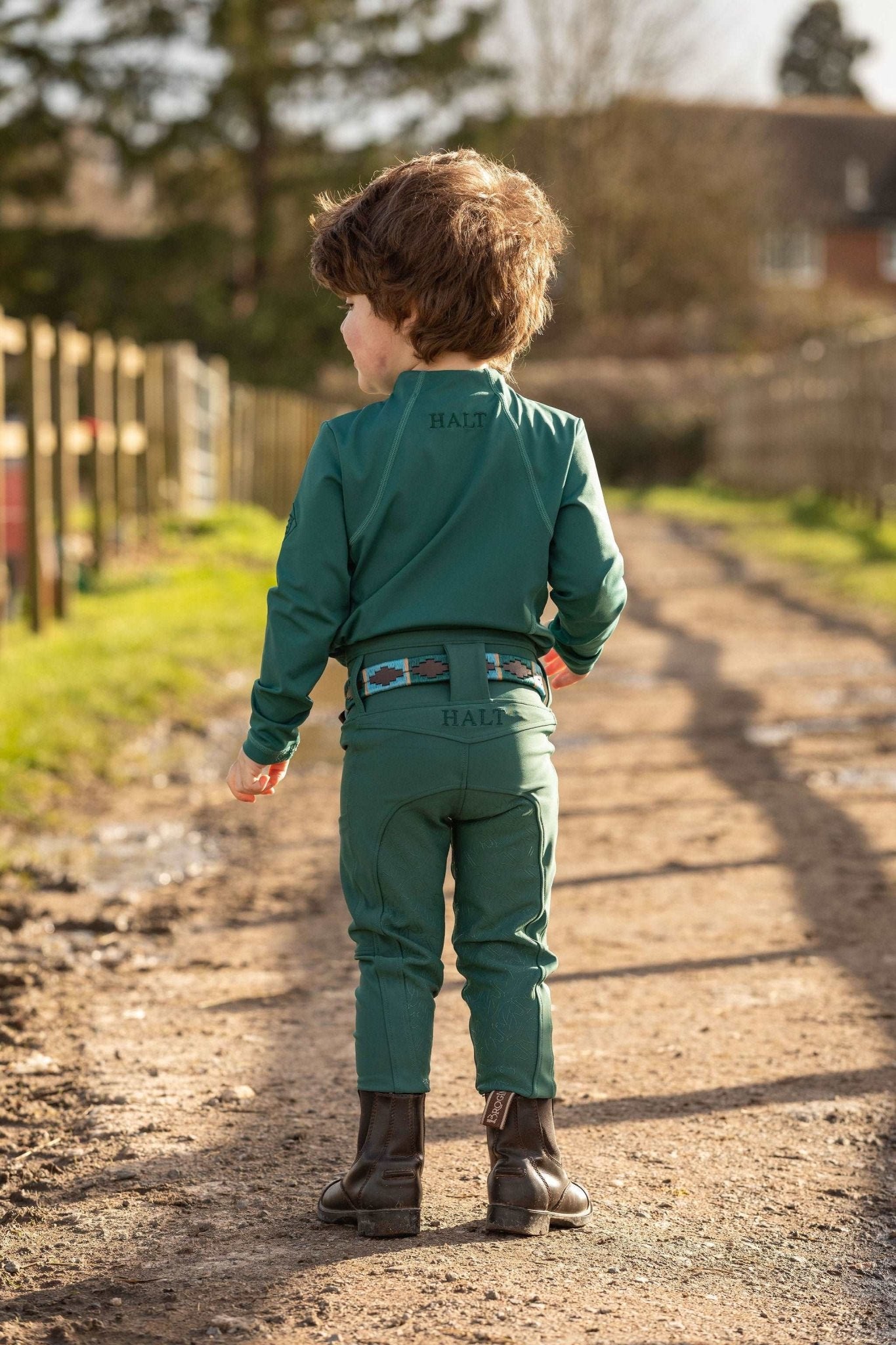 Children's Emerald Green Riding Tights - Halt Equestrian