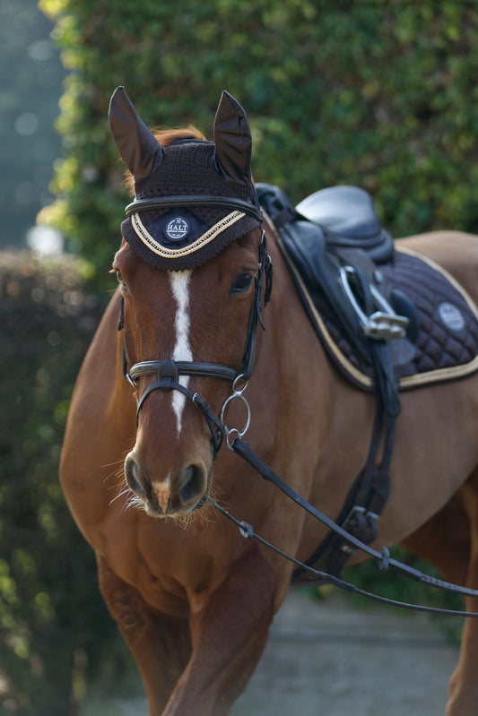 Chocolate Suede Fly Veil - Halt Equestrian