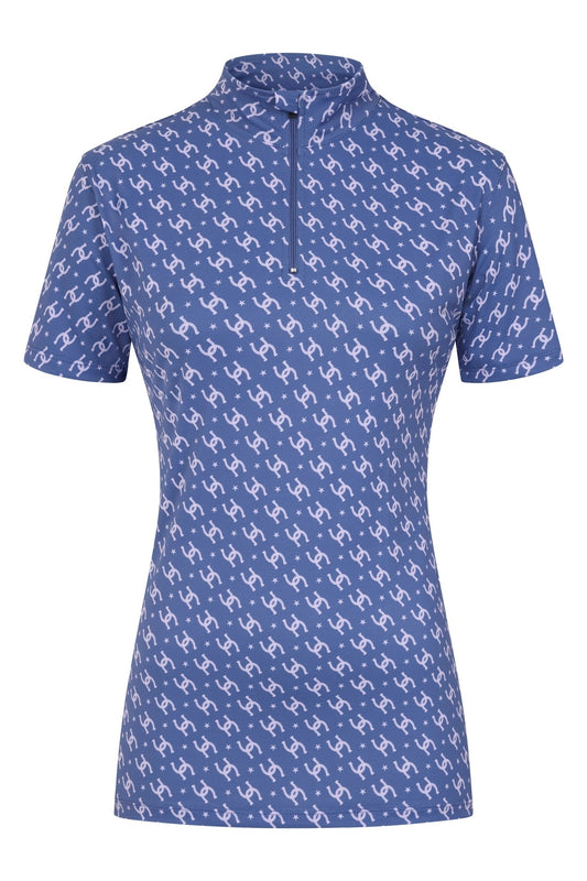 Cowgirl Technical Horse Tiding T-Shirt - navy and lilac - Halt Equestrian