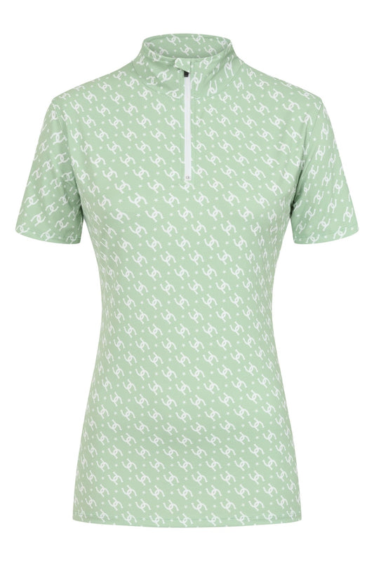 Cowgirl Technical Horse Tiding T-Shirt - Sage and white - Halt Equestrian
