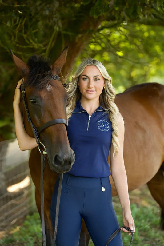 Sleeveless Navy Riding Top - Halt Equestrian